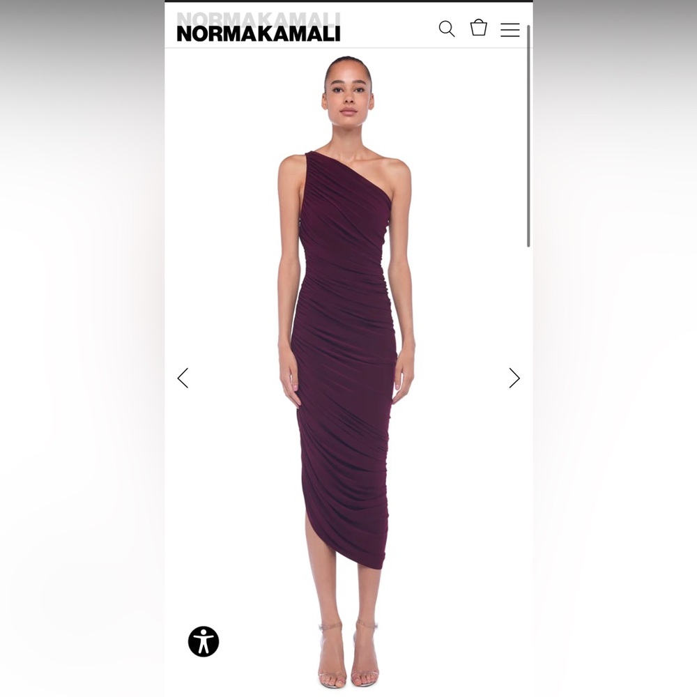 Norma Kamali Asymmetrical Ruched Purple Cocktail Dress